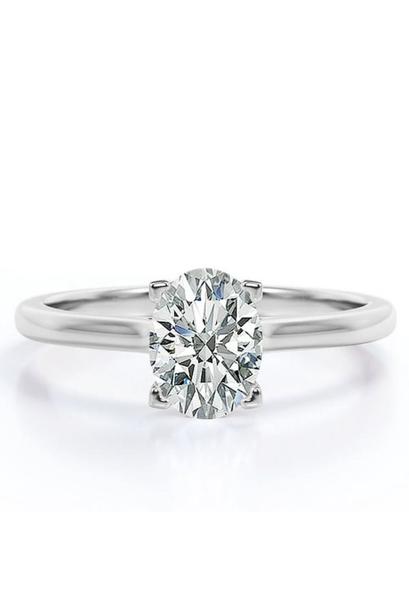 Enchanting Prong 2 Carat Oval Cut Solitaire Engagement Ring in 18K White Gold Plating over Silver
