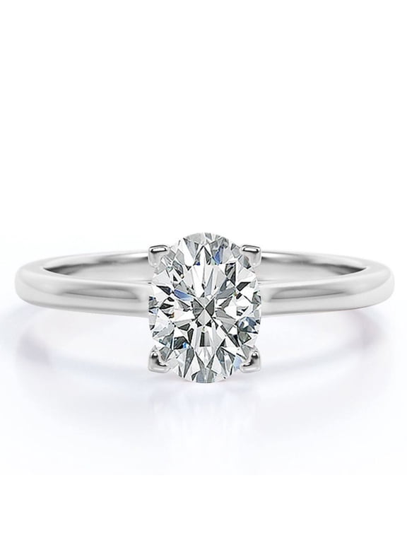 Enchanting Prong 3 Carat Oval Cut Solitaire Engagement Ring in 18K White Gold Plating for Women