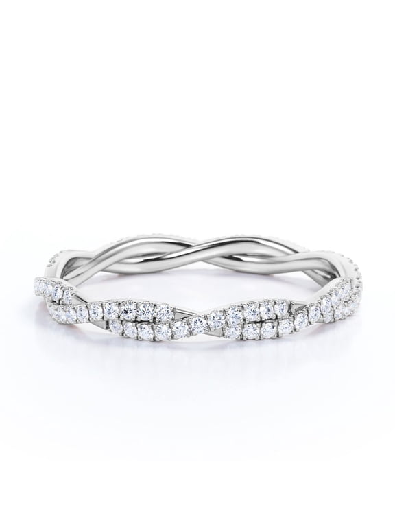 - Eternity Moissanite Infinity Anniversary Ring - 18K White Gold Plating for Women