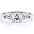 thumbnail image 1 of JeenMata Five Stone - 1 Carat Round Brilliant Cut Moissanite - Four Prong Cathedral Setting Engagement Ring - 18K White Gold Plating over Silver, 1 of 7