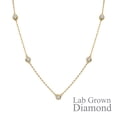thumbnail image 1 of JeenMata 1 Carat Lab Grown Diamond Five Stone Bezel Station Necklace in 18K Yellow Gold Plating for Women, 1 of 8