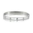 thumbnail image 1 of JeenMata Flush Bezel Bracelet - Stylish Bangle Bracelet Jewelry for Women in White Gold Plating, 1 of 6