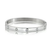 JEENMATA Flush Bezel Bracelet - Stylish Bangle Bracelet Jewelry for Women in White Gold Plating