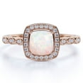 thumbnail image 1 of JeenMata Genuine 1.50 ct Cushion Cut Opal and Moissanite Vintage Engagement Ring in 18K Rose Gold over Silver, 1 of 7