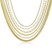 JEENMATA Gift multipack 6 pc Women Necklace Pendant Jewelry Gift, Choker, Snake Chain, Curb Link, Trendy Layered Necklace, Adjustable Necklace Gift Set for Women