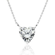 JeenMata Gorgeous 1 Carat Heart Cut Moissanite Pendant Necklace in 18K White Gold Plating over Silver