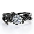 thumbnail image 1 of JeenMata Half Carat Round Real Diamond Bridal Set - Leaf and Vine Diamond Wedding Ring Set - 10k Black Gold, 1 of 8