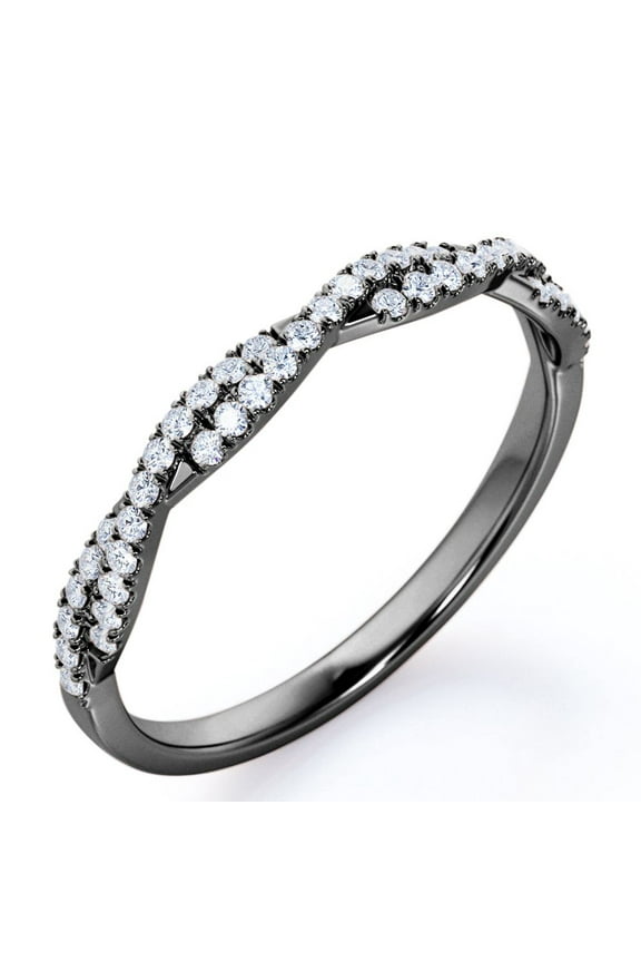Half-Eternity 0.15 Carat Round Shape Diamond Pave Infinity Wedding Band in 10K Black Gold