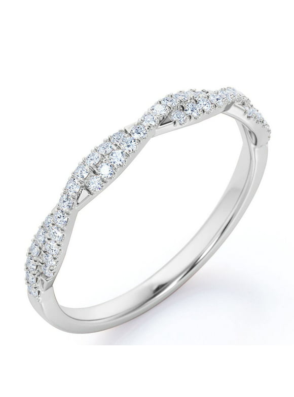 JeenMata Half-Eternity 0.15 Carat Round Shape Diamond Pave Infinity Wedding Band in 10K White Gold