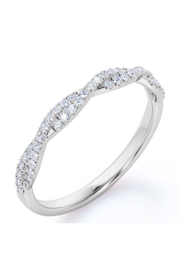 Half-Eternity 0.15 Carat Round Shape Diamond Pave Infinity Anniversary Ring in 10K White Gold
