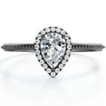 thumbnail image 1 of JeenMata Halo 1 Carat Pear Shaped Moissanite Milgrain Edge Engagement Ring In 18K Black Gold Plating Over Silver, 1 of 6