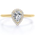 thumbnail image 1 of JeenMata Halo 1 Carat Pear Shaped Moissanite Milgrain Edge Engagement Ring In 18K Yellow Gold Plating Over Silver, 1 of 7