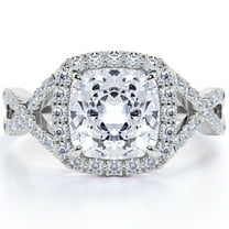 JeenMata Halo - 2 TCW Round Brilliant Cut Moissanite - Infinity Engagement Ring - 18K White Gold Plating over Silver