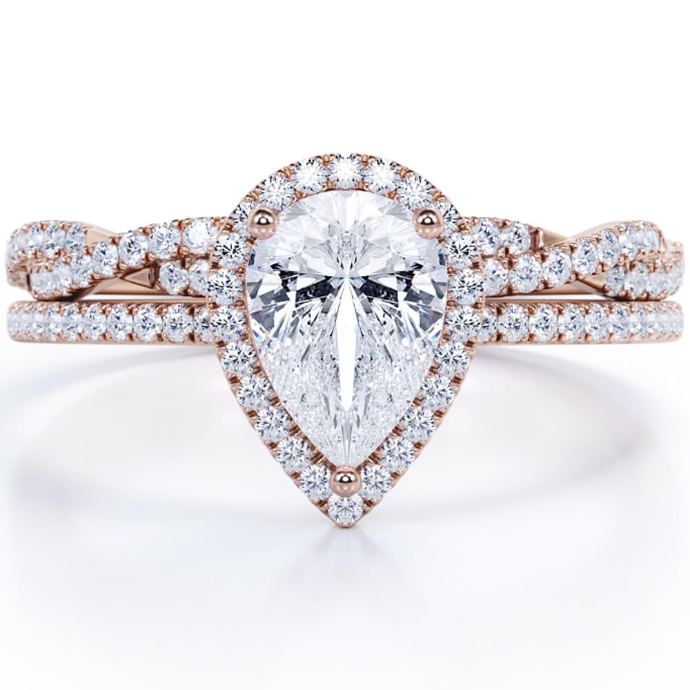 1 Carat Moissanite Contrast Teardrop Ring