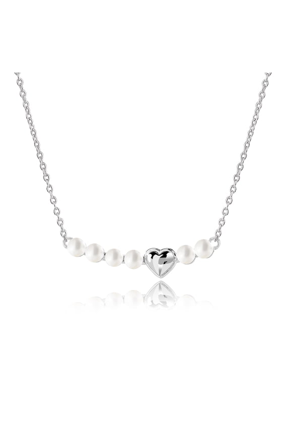 Heart and Beads Bar Pendant Necklace - Dainty Jewelry Collection - Everyday Jewelry