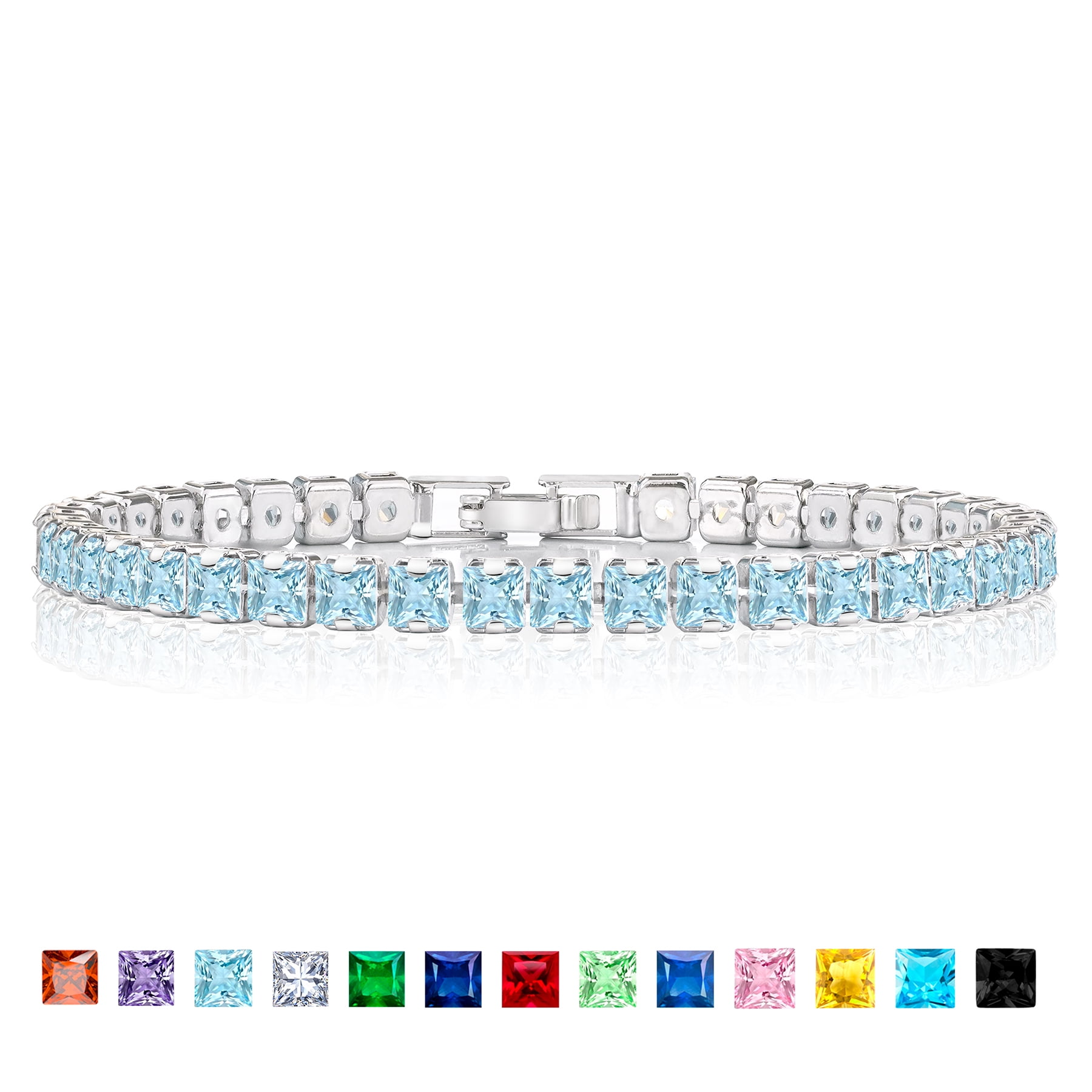 JeenMata Jewelry JeenMata 11 Carat Princess Tennis Bracelet for women, March Birthstone CZ, Bracelets for woman, Jewelry Gifts