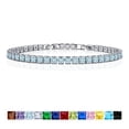 thumbnail image 1 of JeenMata 11 Carat March Aquamarine - Princess Cut Birthstone Tennis Bracelet for Women Eternity Design - White Gold Plating, Birthday, Anniversary, Valentine's Day Gift, 1 of 9