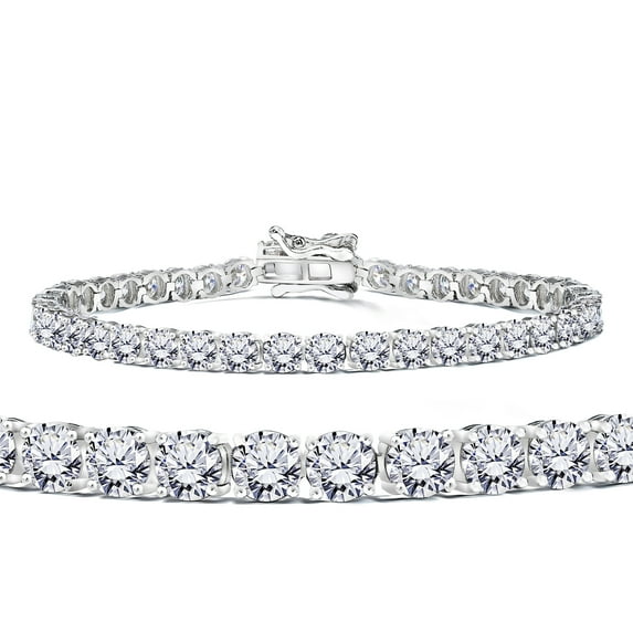 JeenMata Huge 11 TCW Round Cut Moissanite Tennis Bracelet for Women in Eternity Design in 18K White Gold over Silver