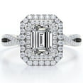 thumbnail image 1 of JeenMata Infinity Design - 1.75 Carat Emerald Cut Moissanite - Dual Halo Cluster Engagement Ring - 18K White Gold Plating over Silver, 1 of 7