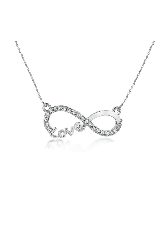 Infinity Love Pendant Necklace - Meaningful Jewelry for Her - Anniversary Gift in 18k White Gold Plated
