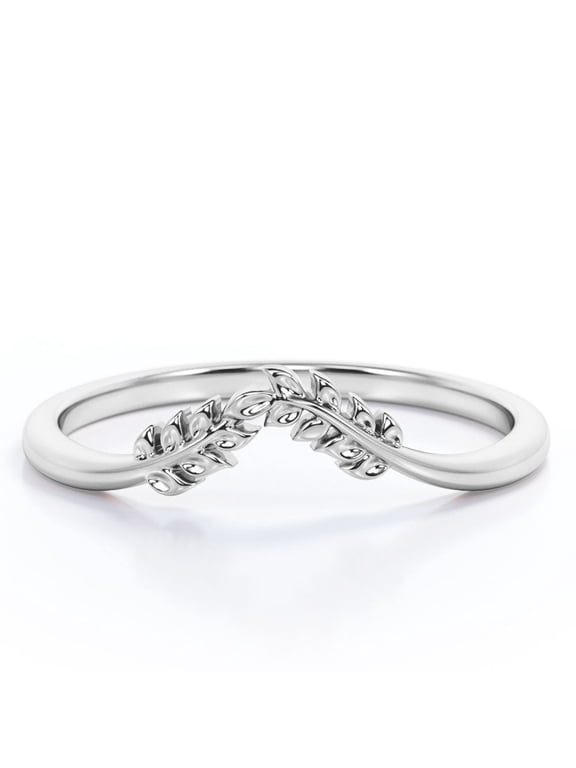 Inspired By Nature - Vine Leaf Ring - Wedding Band - 18K White Gold Plating over Silver