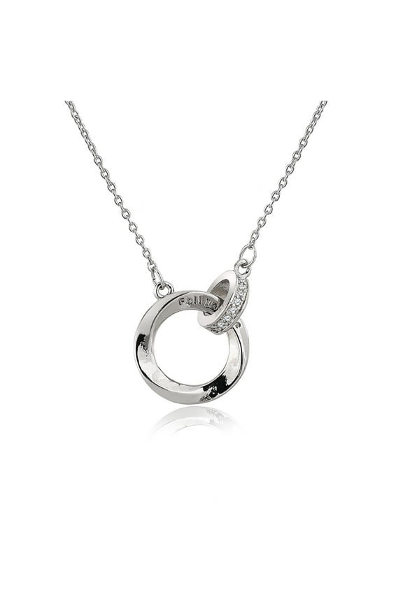 Interlocking Fall In Love Engraved Pendant Necklace - Meaningful Jewelry for Her