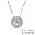 thumbnail image 1 of JeenMata Lab Grown Diamond 1 Carat Round Cut Double Halo Pendant Necklace in 18K White Gold Plating for Women, 1 of 8