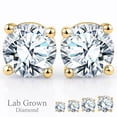 thumbnail image 1 of JeenMata Lab Grown Diamond Earrings 0.75 Carat Round Cut 18K Yellow Gold Plated Solitaire Studs for Women, 1 of 10