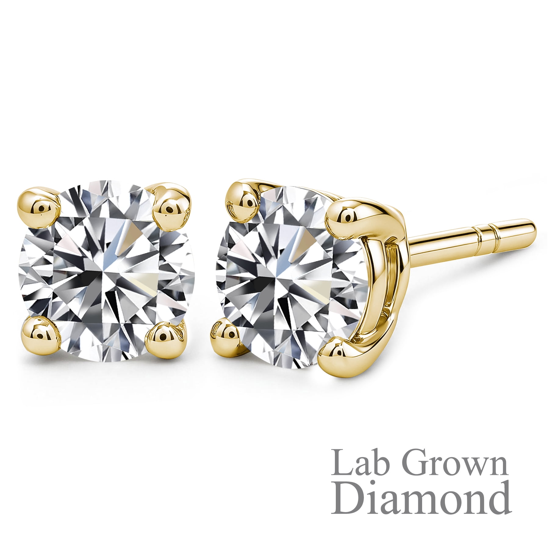 JeenMata Jewelry JeenMata Lab Grown Diamond Earrings 0.75 Carat Round Cut 18K Yellow Gold Plated… — $109.00 (24% off)