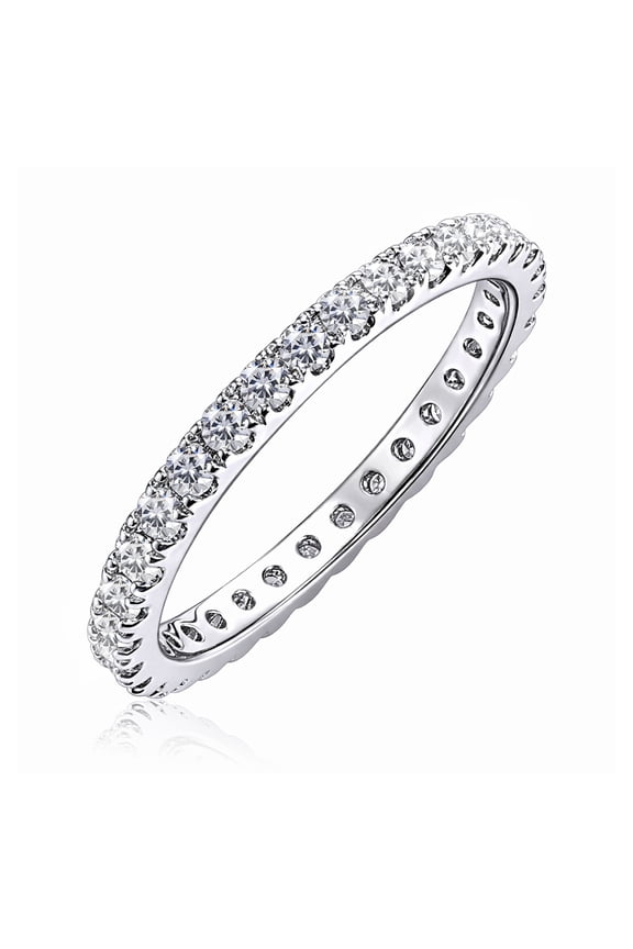 Lab Grown Diamond Eternity Ring - Timeless Promise Gift for Women - in 18K White Gold Plating Wedding Rings