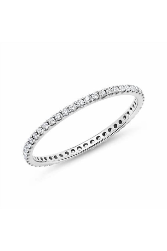 Lab Grown Diamond Eternity Band Ring Timeless Promise Gift in 18K White Gold Plated for Women