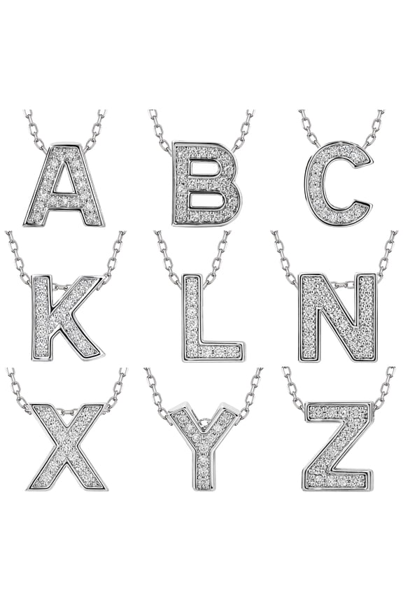 Lab Grown Diamond Initial “D” Letter Necklace – Elegant Alphabet Pendant Gift – 18K White Gold Plating for Women