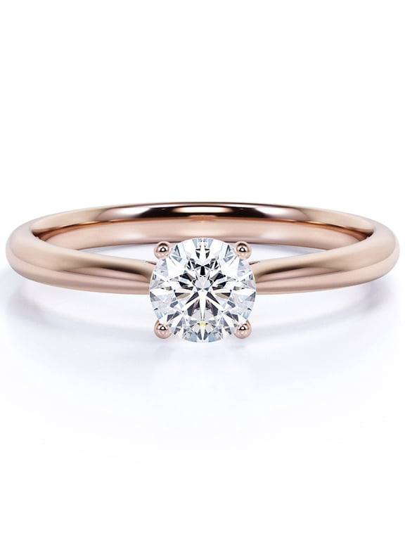 Large 4 Carat Round cut Engagement Ring in 18K Rose Gold over Silver