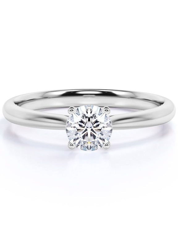 4 Carat Round cut Engagement Ring - Prong Setting - Solitaire Promise Ring in 18K White Gold Plating for Women