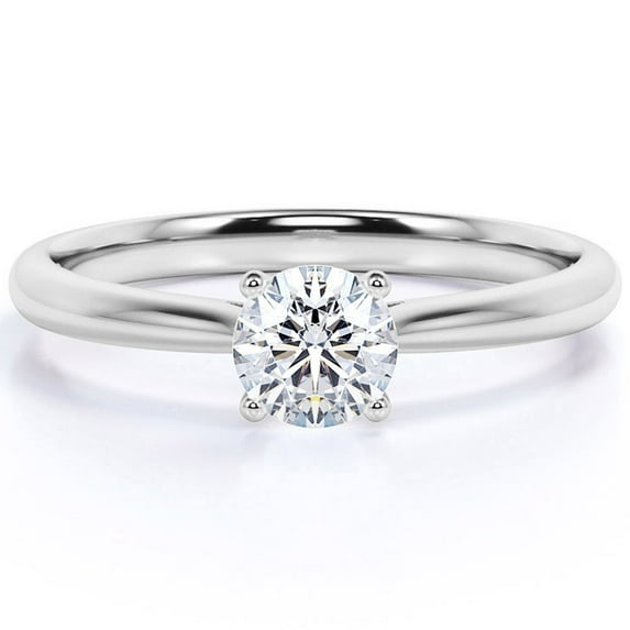 JeenMata 4 Carat Round cut Engagement Ring - Prong Setting - Solitaire Promise Ring in 18K White Gold Plating for Women