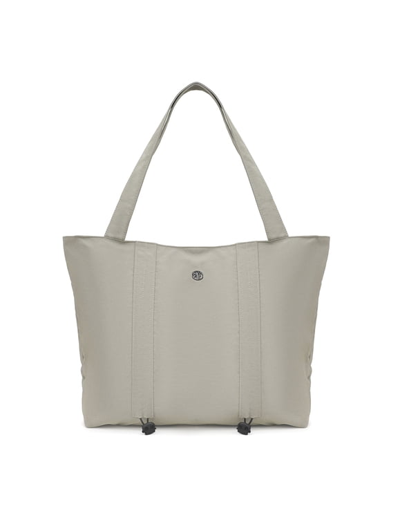 Large Gray Nylon Tote Bag for Women and Men, Water Resistant Shoulder Handbag with Double Straps, Zipper Closure, Lightweight Casual Travel Shopping Bag