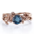 thumbnail image 1 of JeenMata Leaf and Vine - 0.5 TCW Round Cut London Blue Topaz - Solitaire Wedding Ring Set - 18K Rose Gold Plating over Silver, 1 of 6