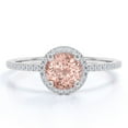 thumbnail image 1 of JeenMata Limited Time Sale 1.75 Carat Round cut created morganite and Moissanite Engagement Ring in 18k Gold Over Sterling Silver, 1 of 6