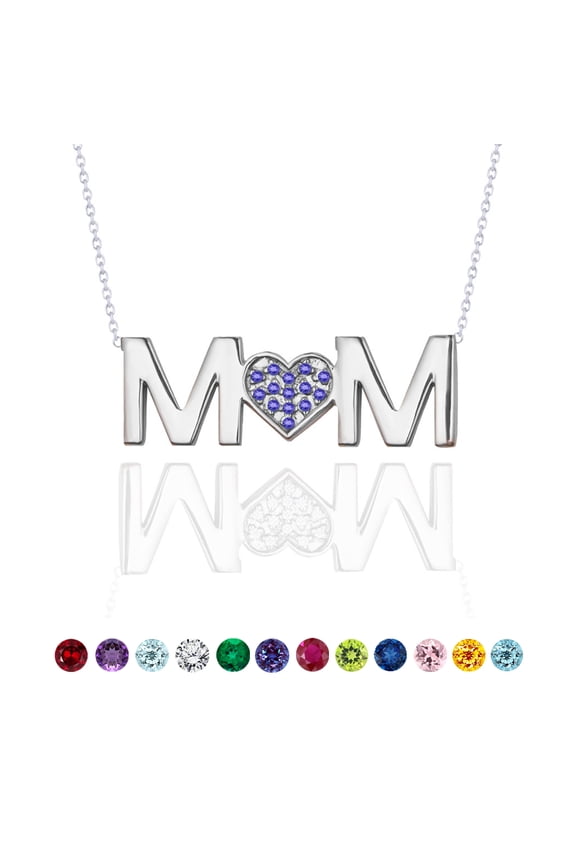 MOM Pendant Necklace - Alexandrite - June Birthstone in 18K White Gold over Sterling Silver