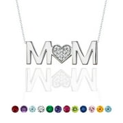 JEENMATA MOM Pendant Necklace - Moissanite - April Birthstone in 18K White Gold over Silver