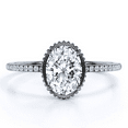 thumbnail image 1 of JeenMata Milgrain Bezel Prong 1.25 Carat Oval Cut Pave Style Engagement Ring in 18K Black Gold Plating over Silver, 1 of 4
