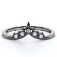 thumbnail image 1 of JeenMata Milgrain Bordered 0.10 TCW Round Cut Moissanite Crown Design Wedding Band in 18K Black Gold Plating over Silver, 1 of 6