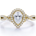 thumbnail image 1 of JeenMata Milgrain Halo 1.75 Carat Pear Cut Moissanite Infinity Twisted Shank Pave Engagement Ring In 18K Yellow Gold Plating for Women, 1 of 7