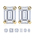 thumbnail image 1 of JeenMata Minimalist 0.5 Carat Emerald Cut Moissanite Solitaire Stud Earrings in 18k Yellow Gold Plating for Women, 1 of 11