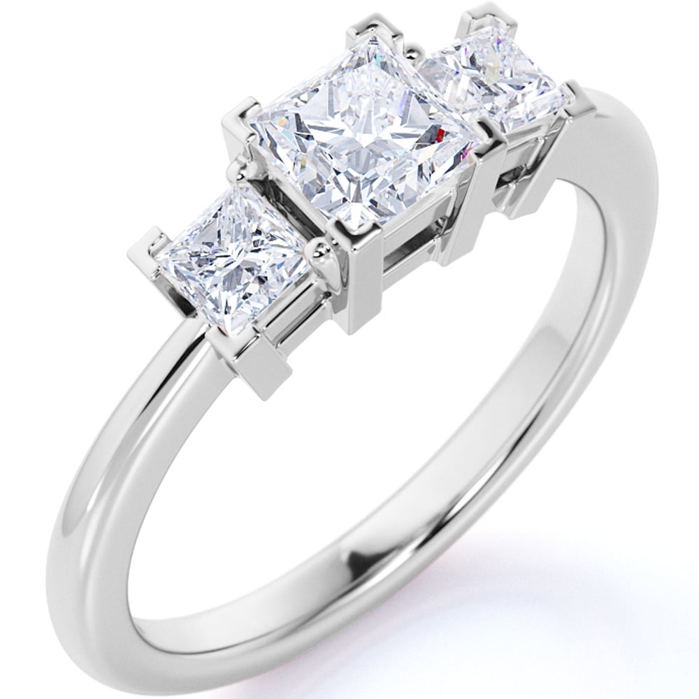 3 stone princess 2024 cut moissanite ring