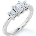 thumbnail image 1 of JeenMata Modern 1 Carat Princess Cut Moissanite - 3 Stone Engagement Ring - Past Present Future Ring - 18K White Gold over Silver, 1 of 7