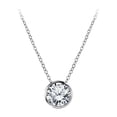 thumbnail image 1 of JeenMata Modern 1 Carat Round Cut Moissanite Bezel Set Slider Pendant Necklace in 18K White Gold over Silver, 1 of 6