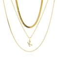 thumbnail image 1 of JeenMata Multipack 3 pcs 'K' Initial Charm Necklace Set - Initial Layered Necklace for Women in Yellow Gold Plated, Anniversary, Birthday, Christmas, 1 of 6
