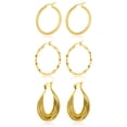 thumbnail image 1 of JeenMata Multipack 3 pcs Luxurious Hoop Earrings Set in Yellow Gold Plated, 1 of 6