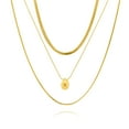 thumbnail image 1 of JeenMata Multiple 3 pcs Sleek Minimalist Pendant and Layered Chain Set in Yellow Gold Plated, 1 of 6
